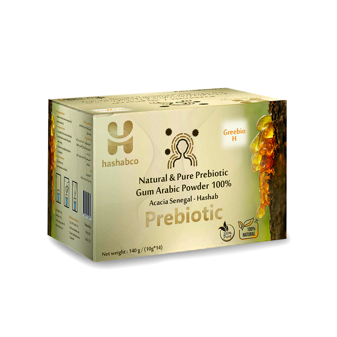 Greebio H - 100% Natural & Pure Prebiotic Gum Arabic Powder - 14 Sachets